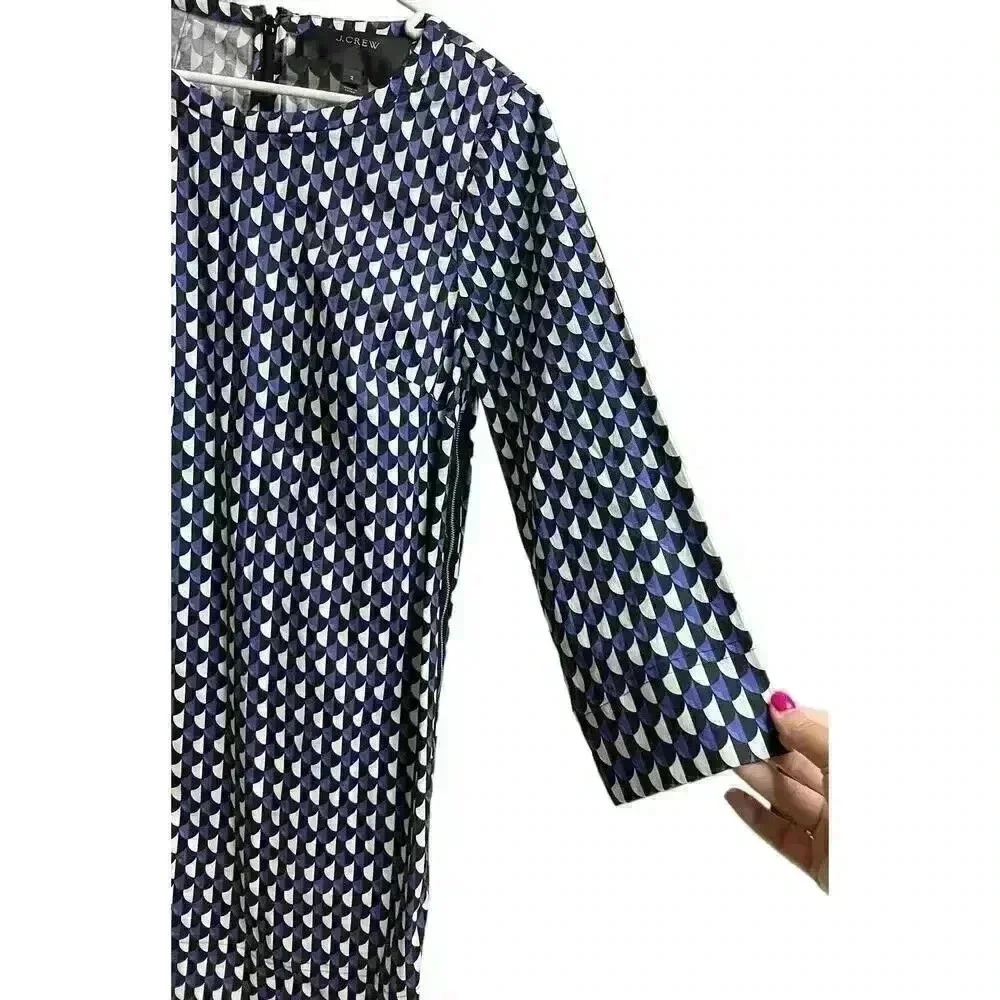 J.Crew Jet Set Geo Shift Dress Size 2 Size Zipper Accent Geometric Print - Picture 4 of 11